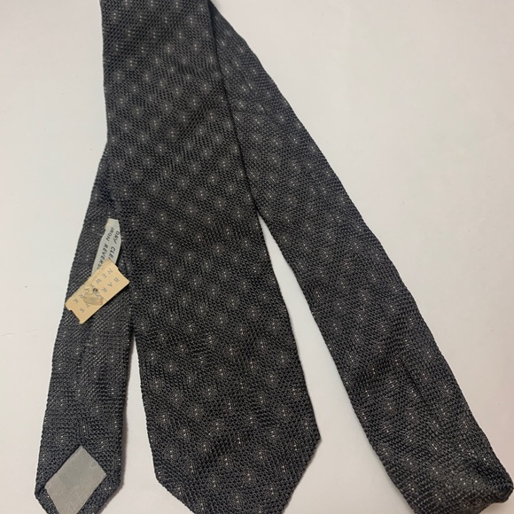 Barney’s New York vintage men’s tie 3” grey foulard textured jacquard nwt unworn - Picture 3 of 4